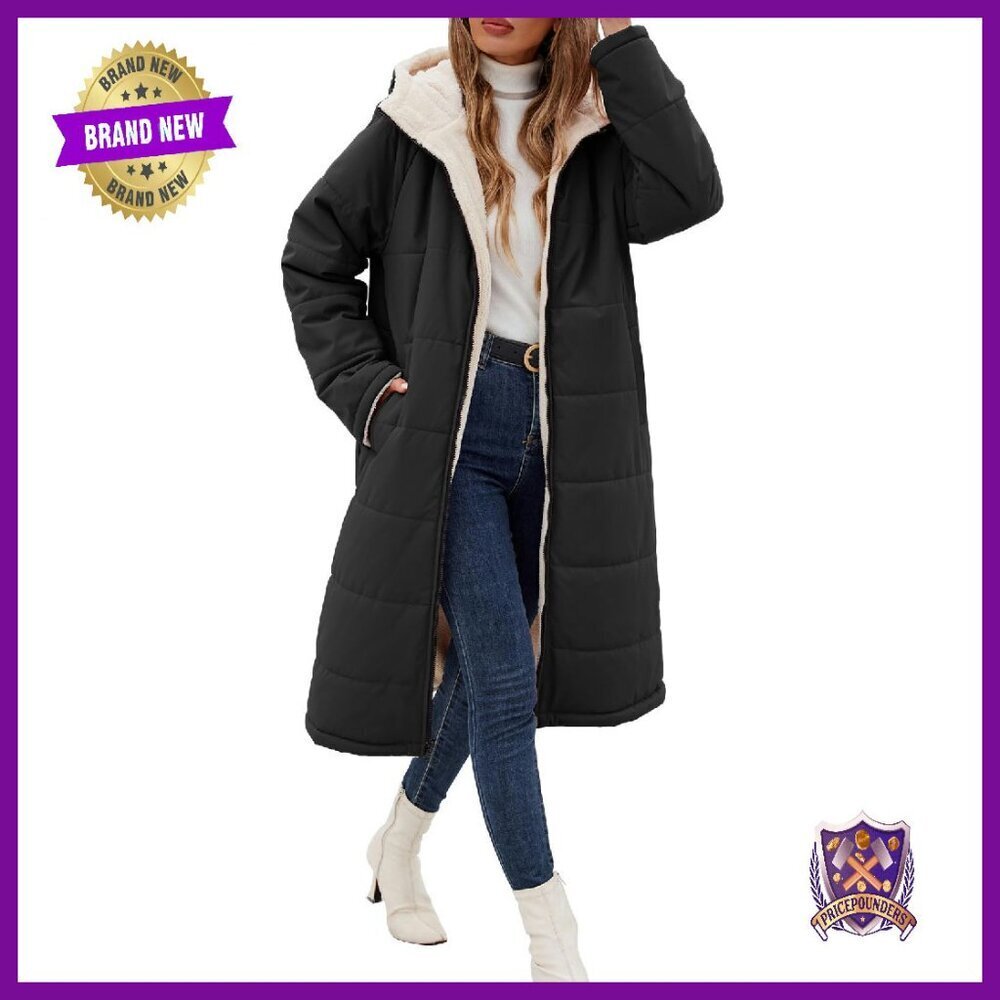 Long Fleece Lined Reversible Puffer Jacket with Hood Women's Winter Coat